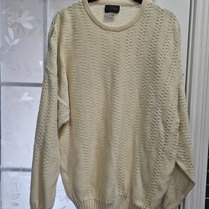 Made In Scotland 100% Cotton Cream Cable Knit Sweater Fisherman Holiday Party